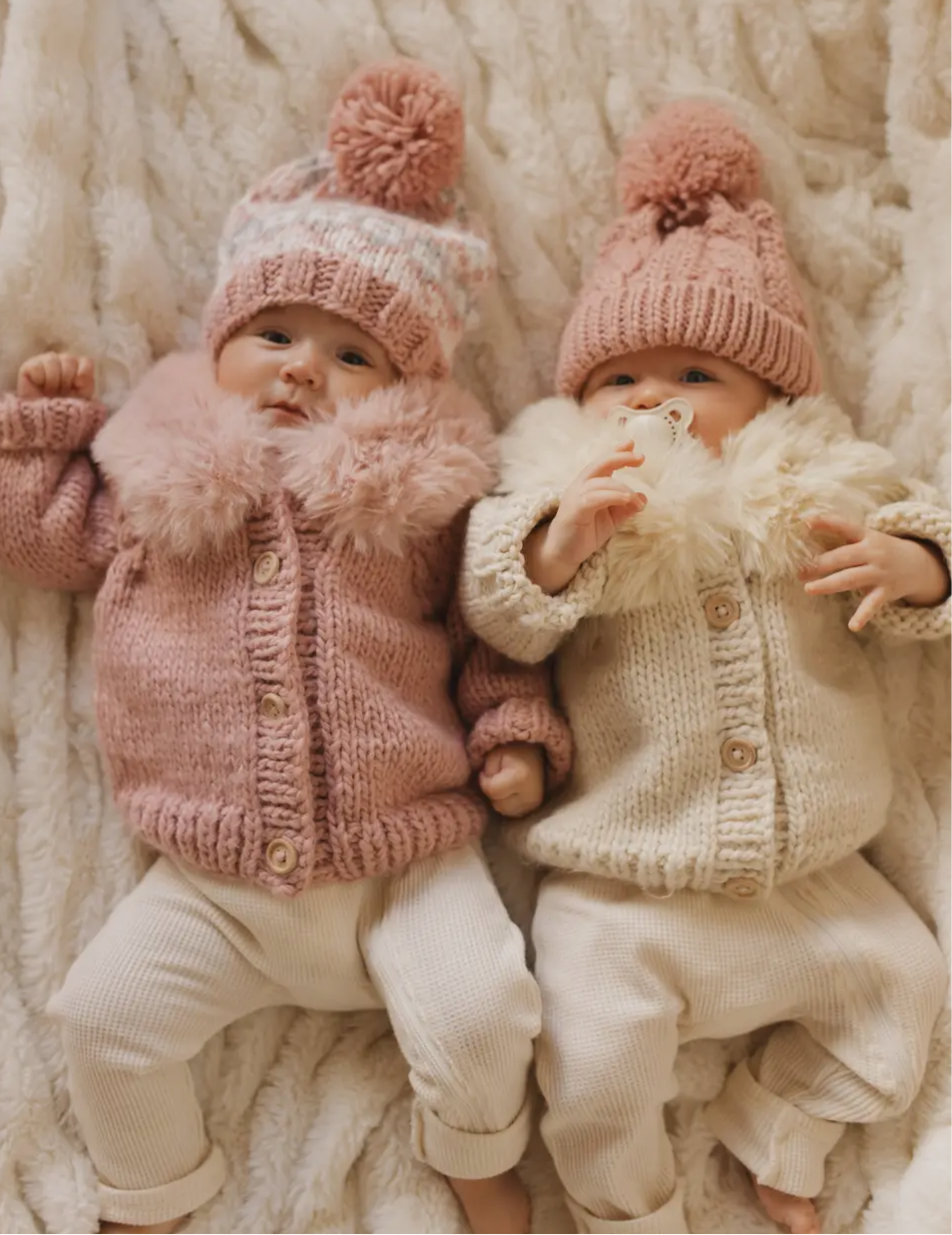 Fur Collar Natural Cardigan Sweater