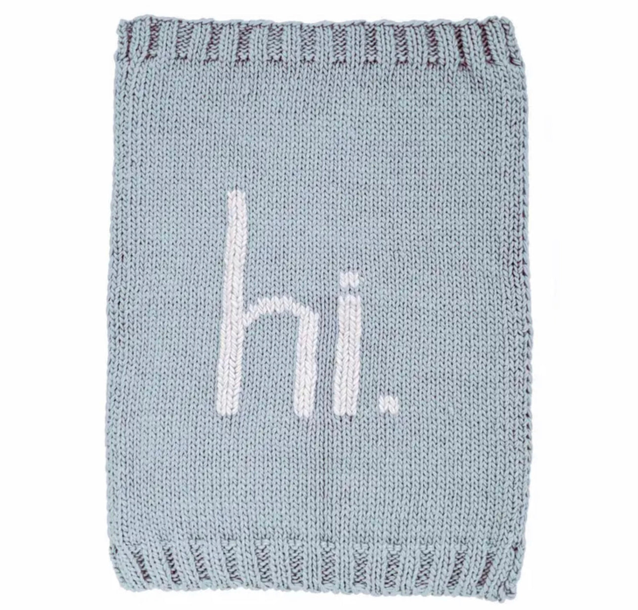 Hi. Blue hand knit blanket