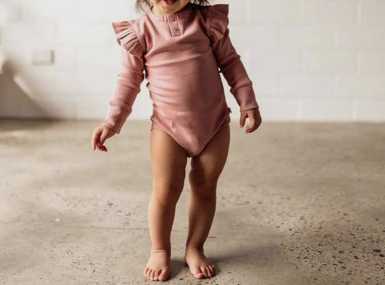 Organic Long Sleeve Bodysuit- Rose