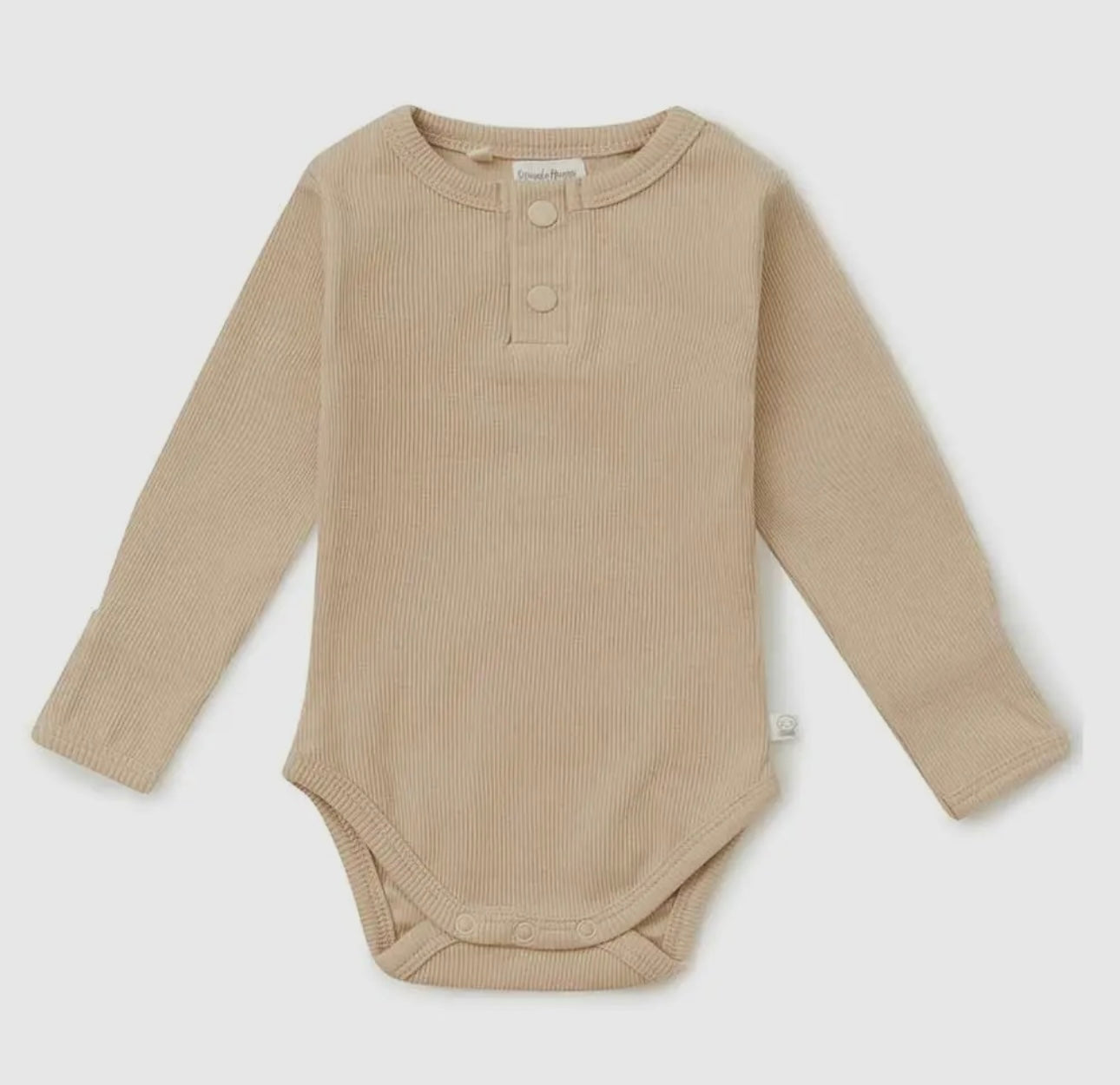 Long Sleeve Organic Bodysuit- Pebble