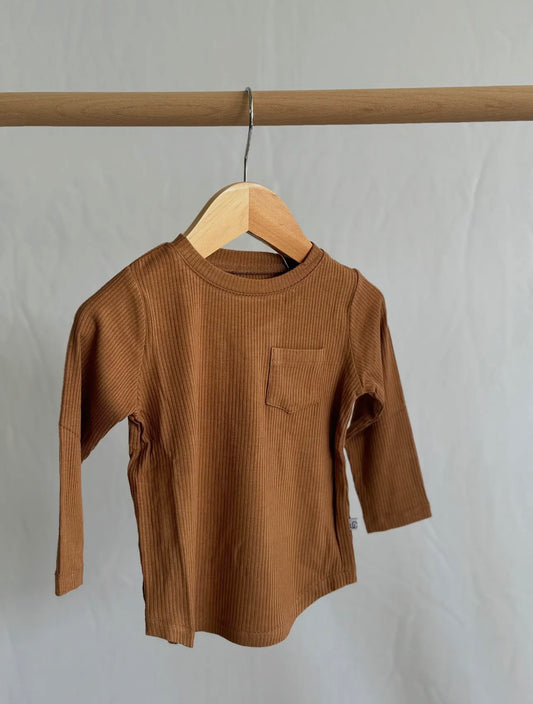 Ribbed Caramel Chocolate Pocket long sleeve