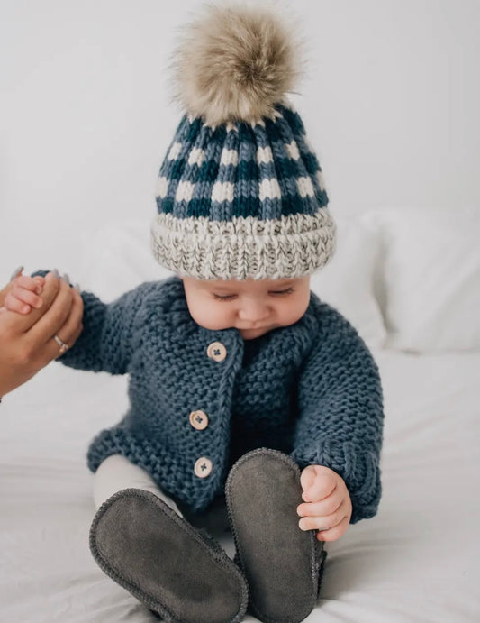 Pom Pom Beanie - Blue