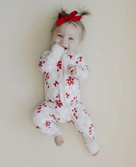 Candy Cane Bamboo Baby Girl Romper