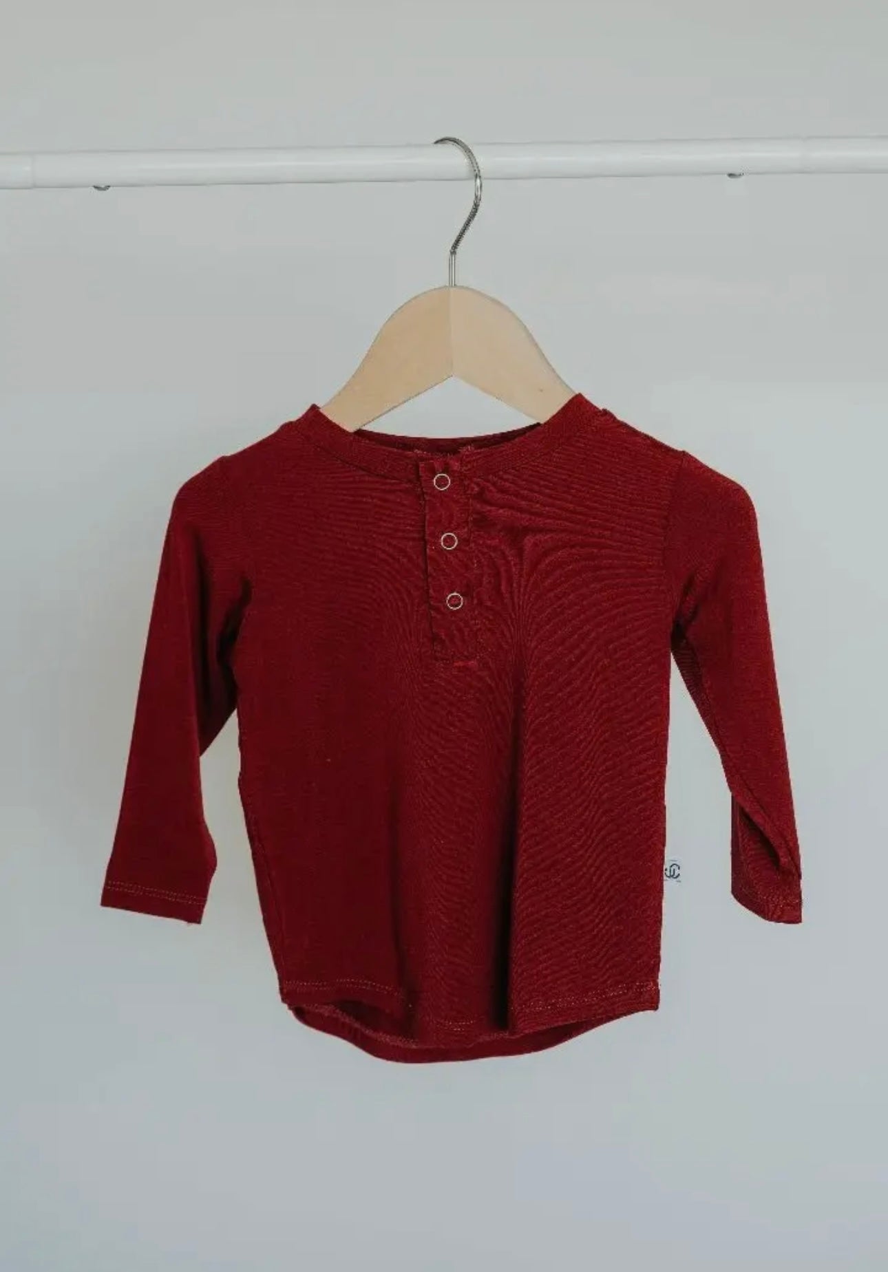 Long sleeve Henley- Redwood