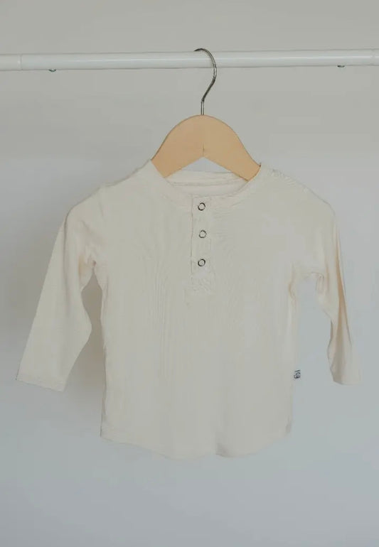 Long sleeve Henley- Cream