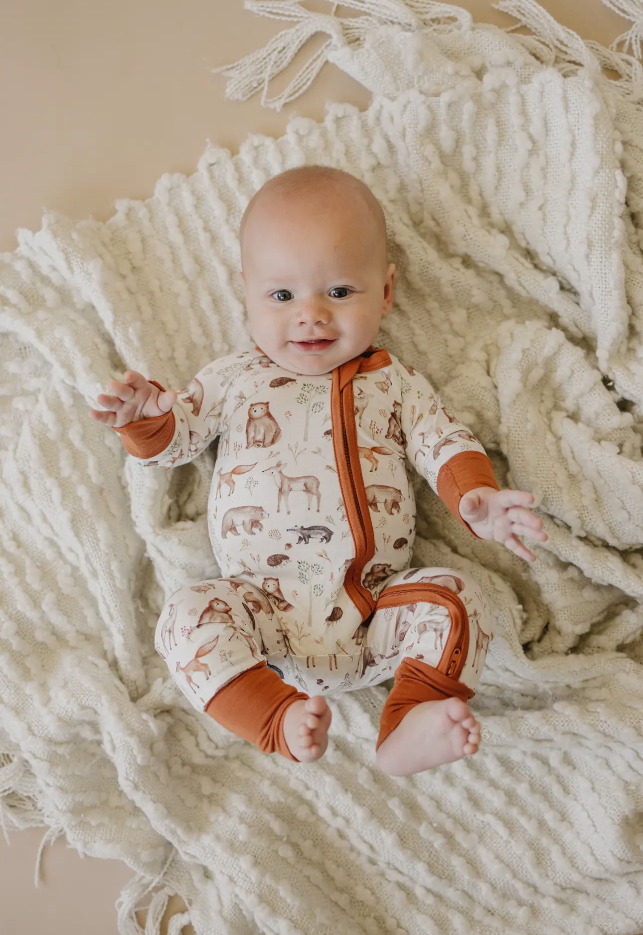 Woodland bamboo zippy romper pjs